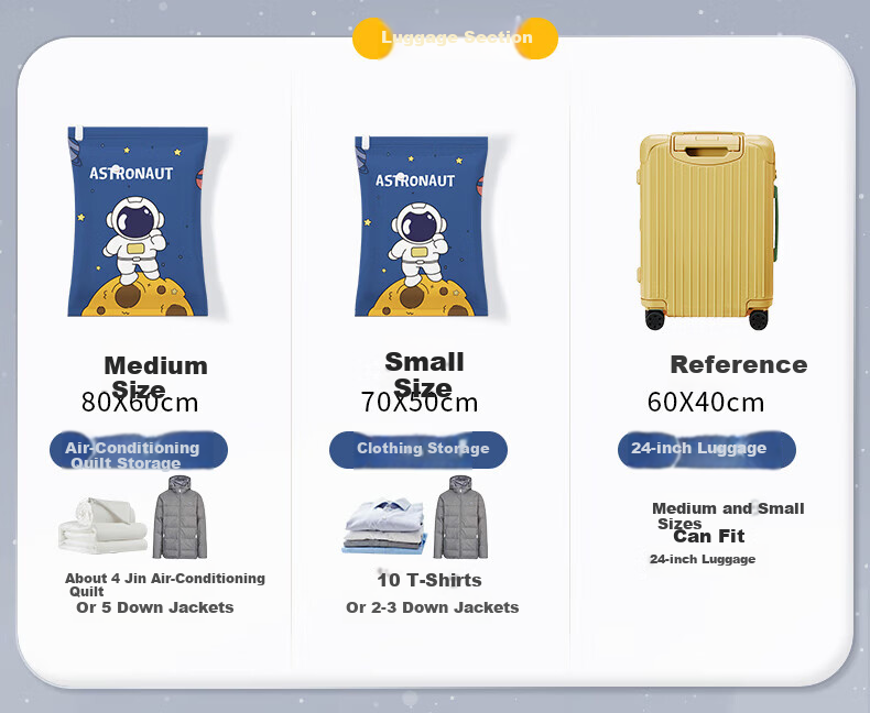 Antu Vacuum Compression Storage Bags for Clothes and Quilts, Special Luggage Air Extraction Bags, Household Sealed Storage Organizer Bags 7
