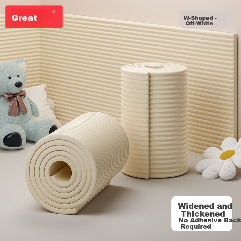 Bangbangzhu Thickened Self-Adhesive Free Anti-Collision Corner Guard Edge Cushion Window Sill Bed Soft Corner Protector Off-White 200*30*1.3CM