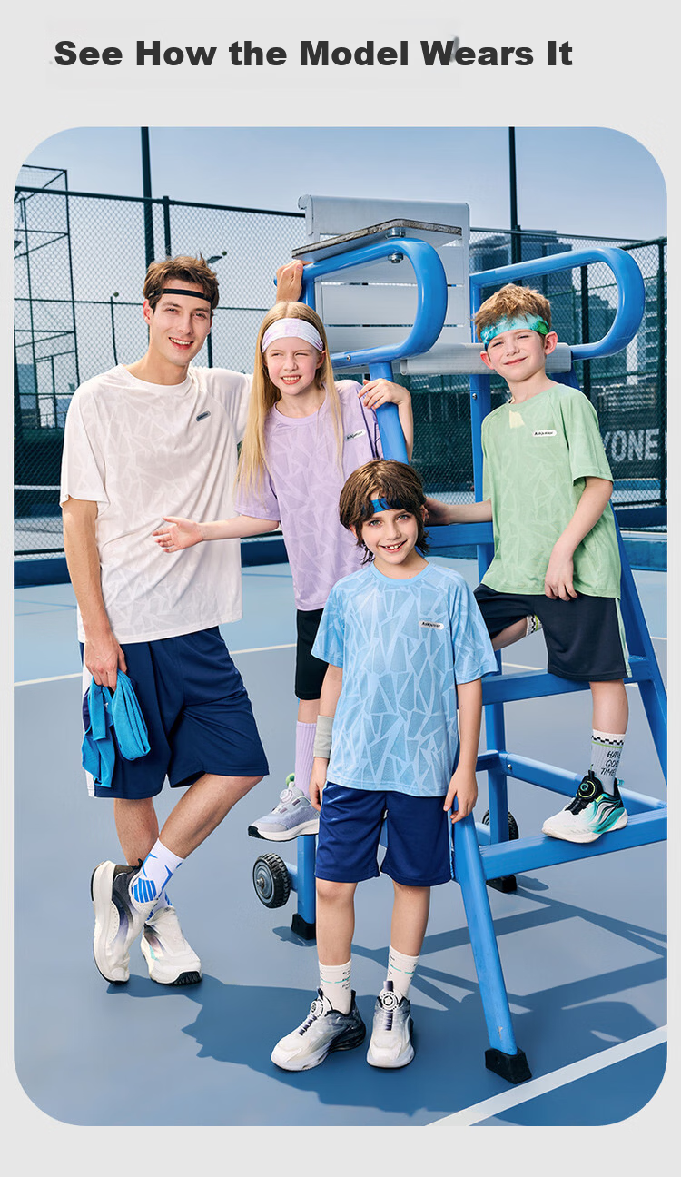 ASK JUNIOR Parent-Child Running Sports Set Summer Kids Boys Girls Quick-Dry Cooling Short Sleeve T-Shirt Shorts Youth Two-Piece Set 10