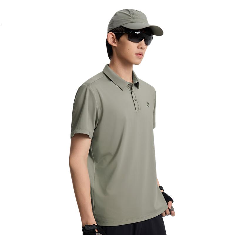 TECTOP Men's Breathable Outdoor Sports Ice Silk Cooling Polo T-Shirt Short Sleeve Bamboo Green L