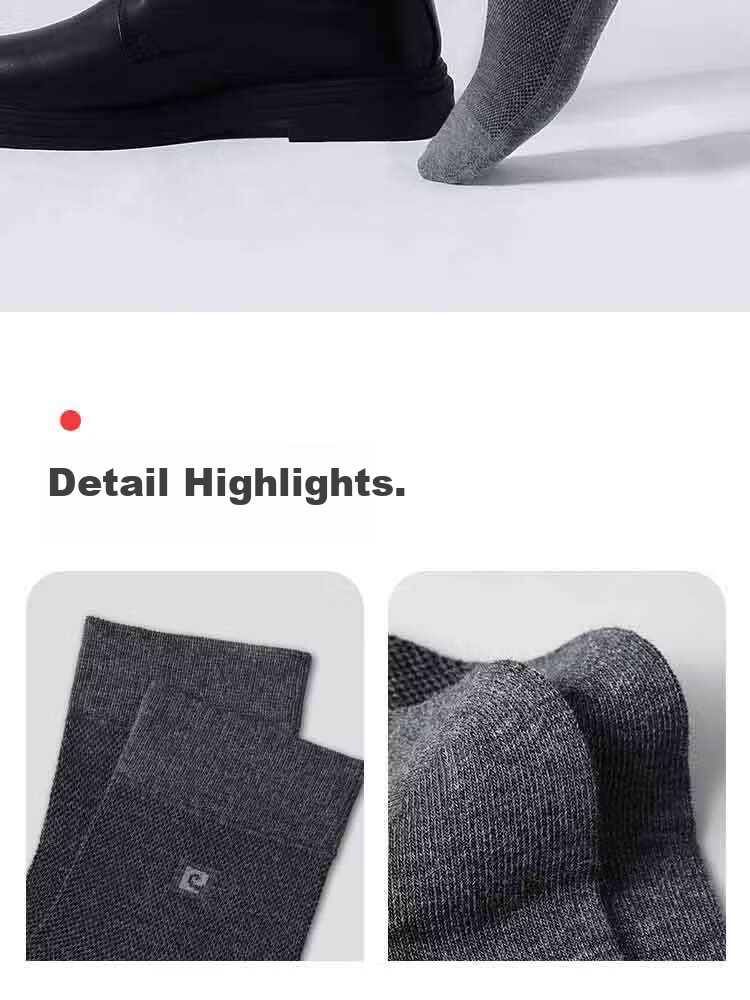 Pierre Cardin Men's Socks 100% Cotton Business Mid-Calf Breathable Sweat-Absorbing Non-Binding Socks Four Seasons 7 Pairs Pack 17