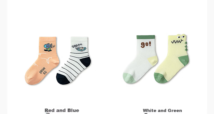 Balabala Kids Socks Summer Mesh Breathable Boys Short Socks Cute Two-Pack [Mall Same Style] 7