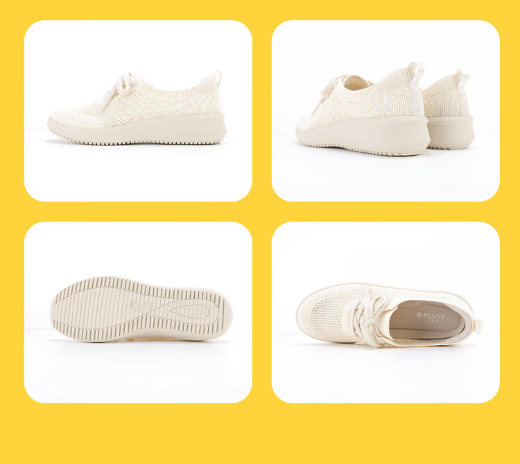 Pansy Women's Mesh Summer Shoes 2026 New Breathable Soft Sole Comfortable Flats 4377 Off-White Size 37 12