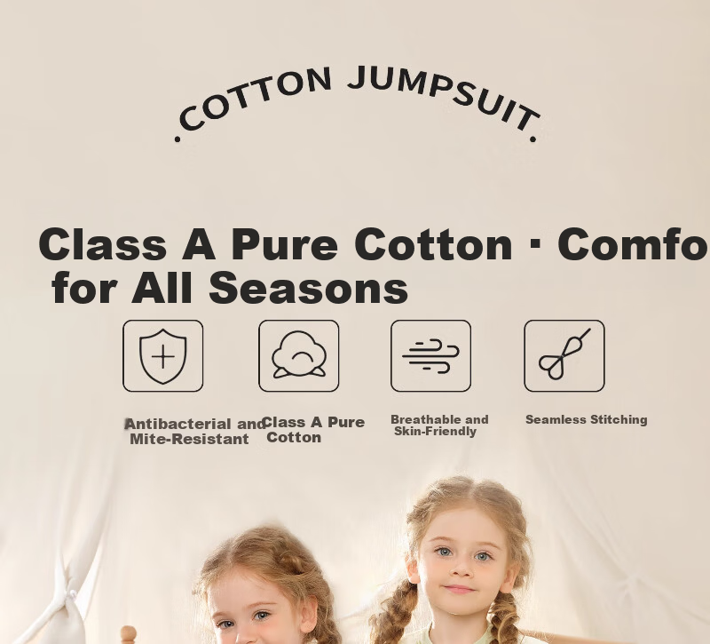 Scoornest Baby Pajamas Autumn Winter Spring Pure Cotton 2025 New Children's Homewear One-piece Cotton Sleepwear for Boys and Girls 1