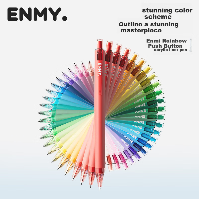 Enmy Rainbow Acrylic Liner Pen Classic Colors 6-Color/Box Professional Watercolor Art Click-Action Fine Tip Painting Pen High-Quality Full Set Marker