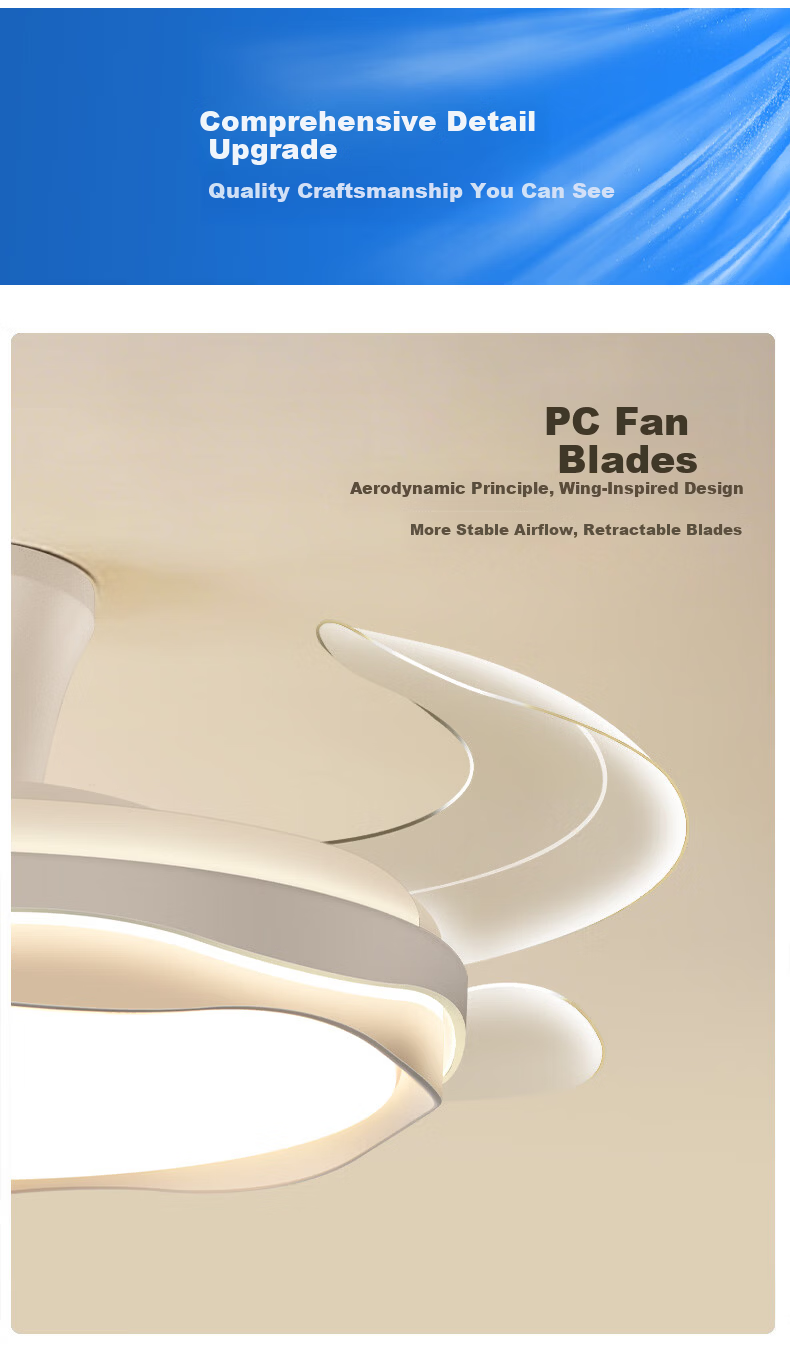 MICOE Full Spectrum Eye Protection Invisible Fan Dining Room Remote Dimming Integrated Ceiling Fan Light Zhongshan Lighting Simple Wind Series 14