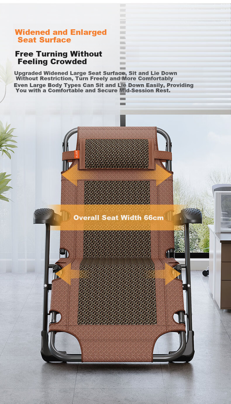 Aokai Fu Folding Bed Recliner Single Office Nap Bed Folding Chair Nap Chair Military Cot Wicker Weave 11