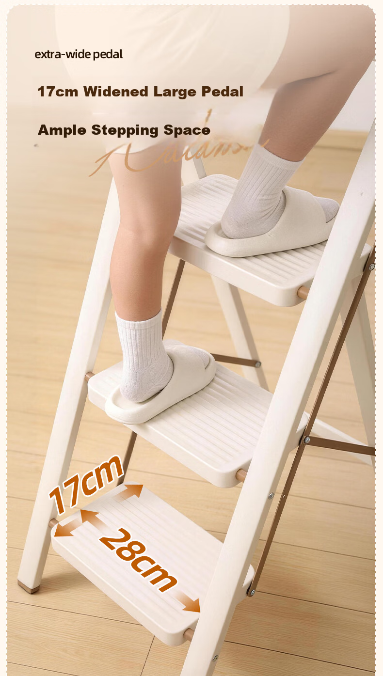Xiaomoti Household Folding Thickened Carbon Steel A-Frame Ladder Indoor Multifunctional Step Ladder with Handrail Four-Step Ladder 9