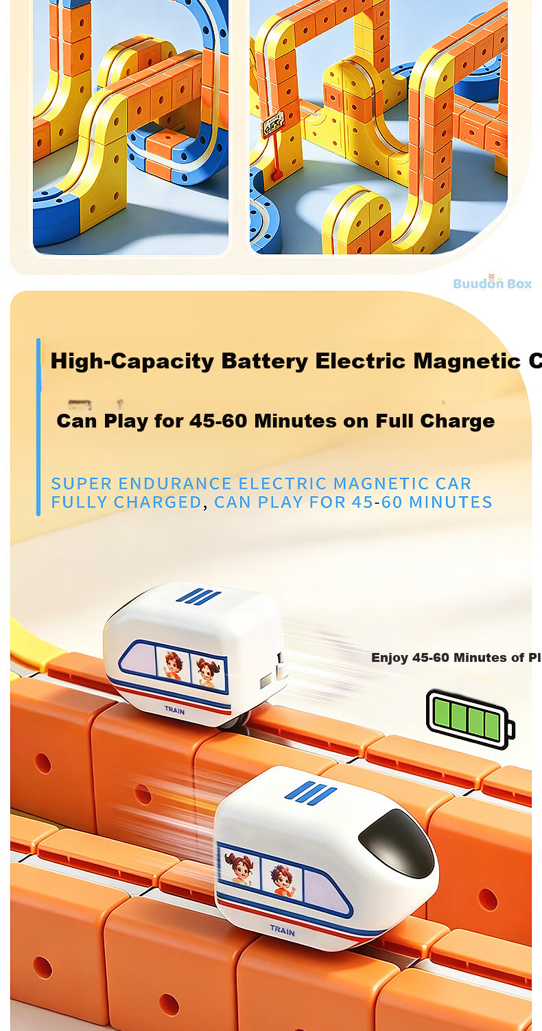 Buudon Box Electric Magnetic Magnetic Building Block Track Car Toy for Boys and Girls Ages 3-6 Educational Gift for Children's Day and Birthday 3