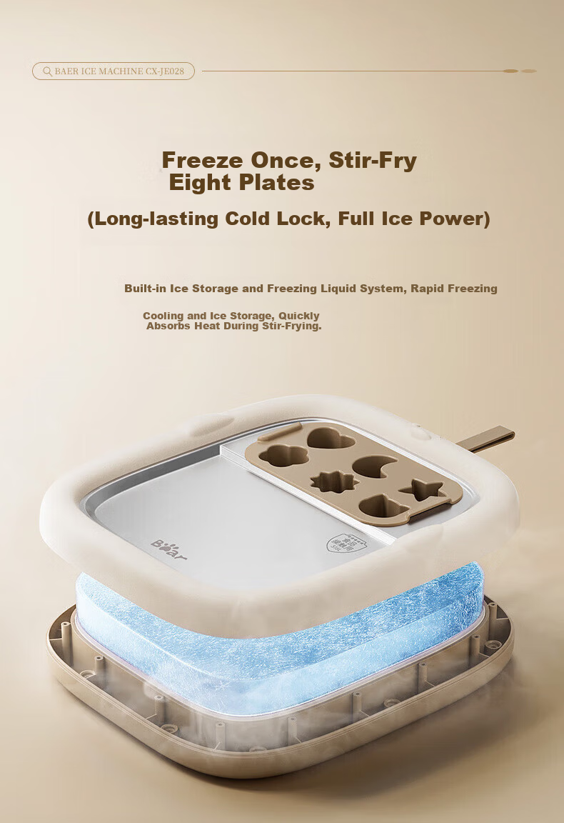 Bear New Upgraded Stir-Fried Yogurt Machine Ice Cream Maker Household Stainless Steel Small DIY Ice Maker with Built-in Ice Storage, No Power Needed 6