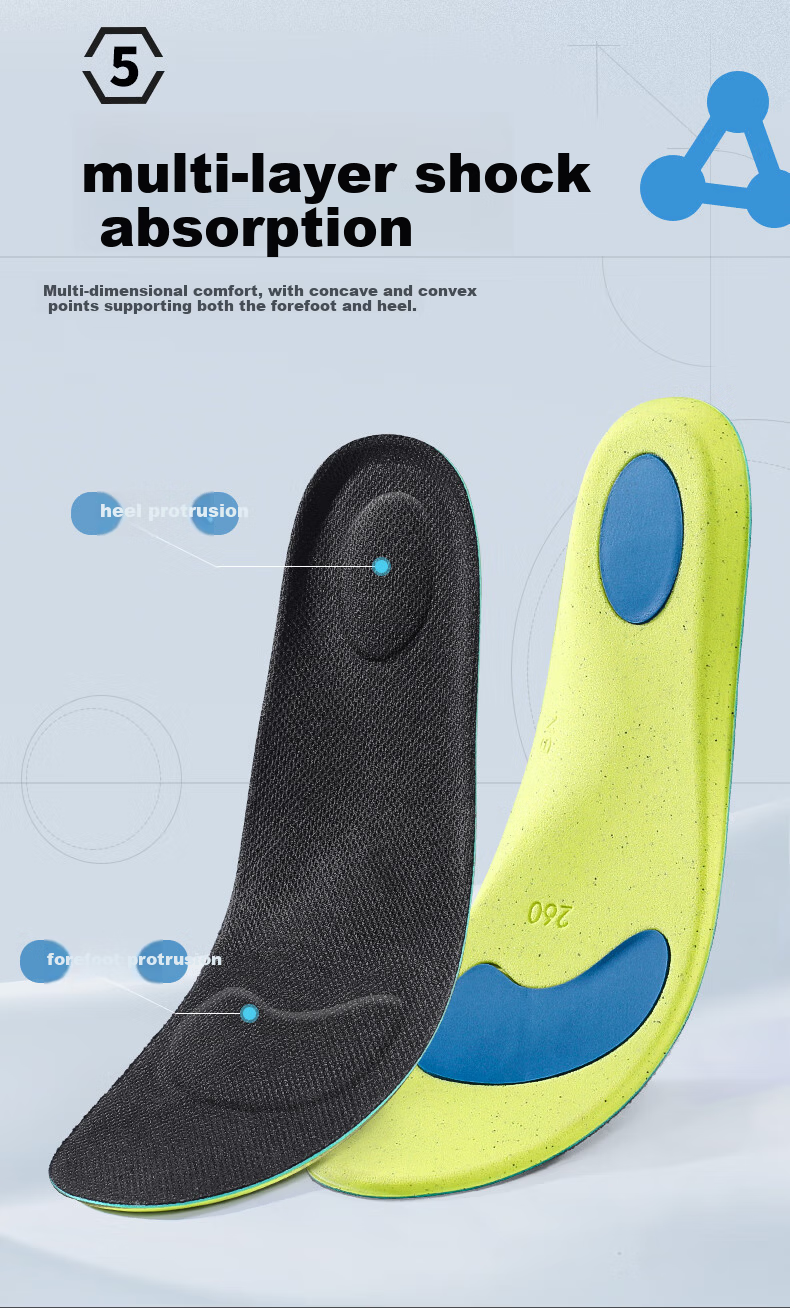 3515 Outdoor Training Sports Insoles for Men Shock Absorption Soft Cushioning Breathable Sweat-Absorbing Odor-Resistant Antibacterial Size 41 9