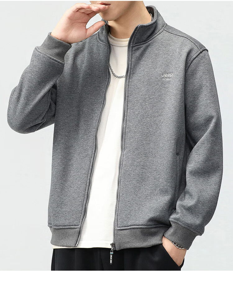 JEEP SPIRIT Men's Jacket, Sweatshirt for Autumn, Loose Casual Trendy Stand-Collar Top, Black, XL 17