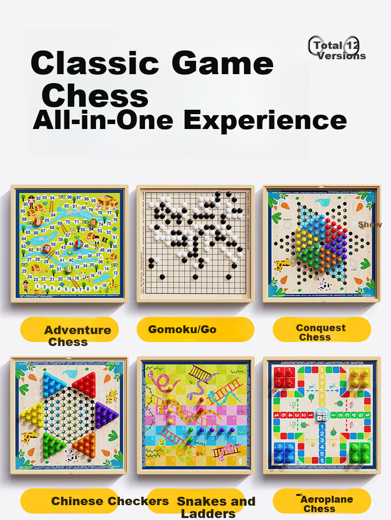 Floating Magnetic Multi-Functional Chessboard All-in-One Game Set Student Educational Toy Gomoku Children's Day Gift 6