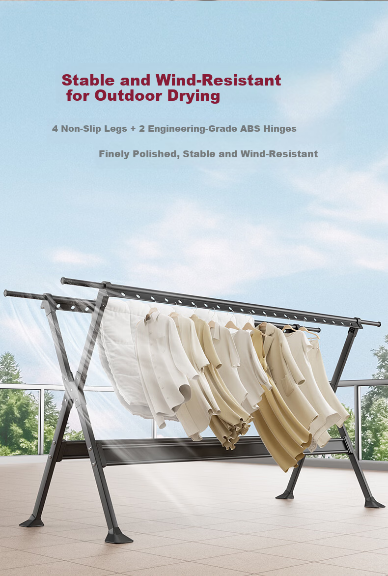 Fengshang Floor-Standing Foldable Clothes Drying Rack for Home Balcony and Bedroom 8