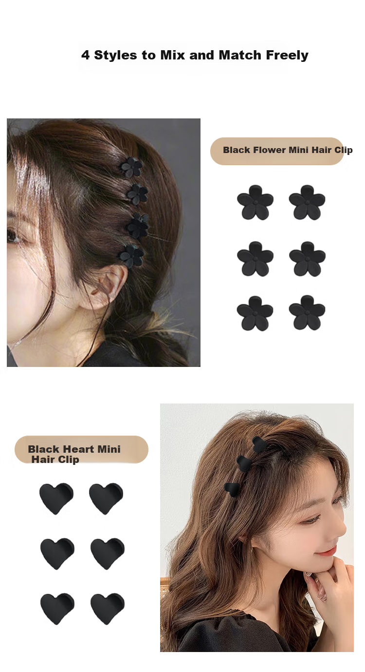 MEIFUYU Black High Ponytail Hair Claw Clip 10-Piece Set Small Pumpkin Clips Shark Clips for Back of Head WH7247 4