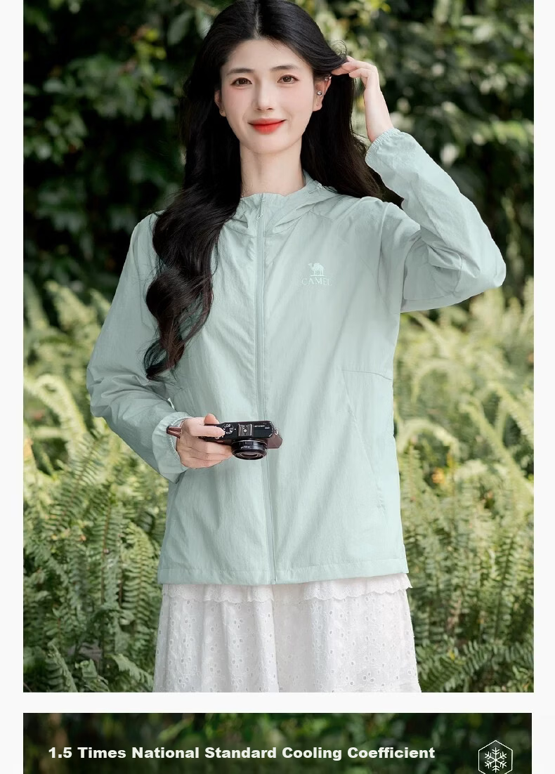 CAMEL Outdoor Original Yarn Sun Protection Jacket 2026 Spring Summer New Women's UPF1000 Cooling Water-Repellent Sports Jacket O015 6