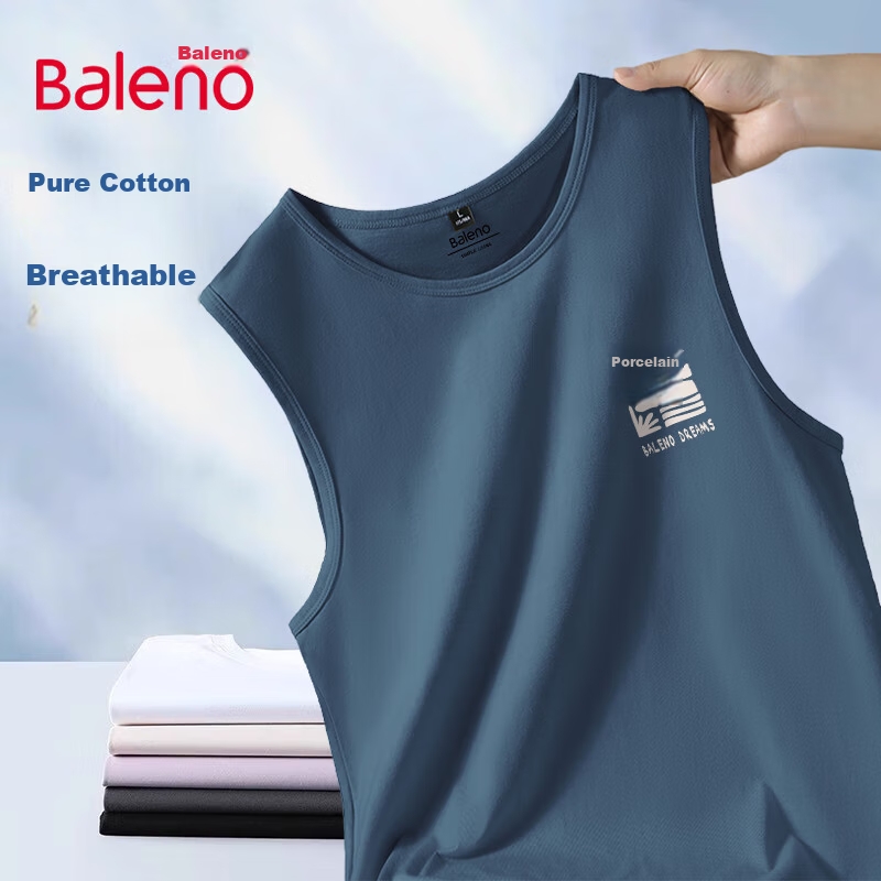 Baleno Men's Cotton Vest Summer Breathable Basic Sports Fitness Sweat-Absorbing Basketball Loose Casual Tank Top 21