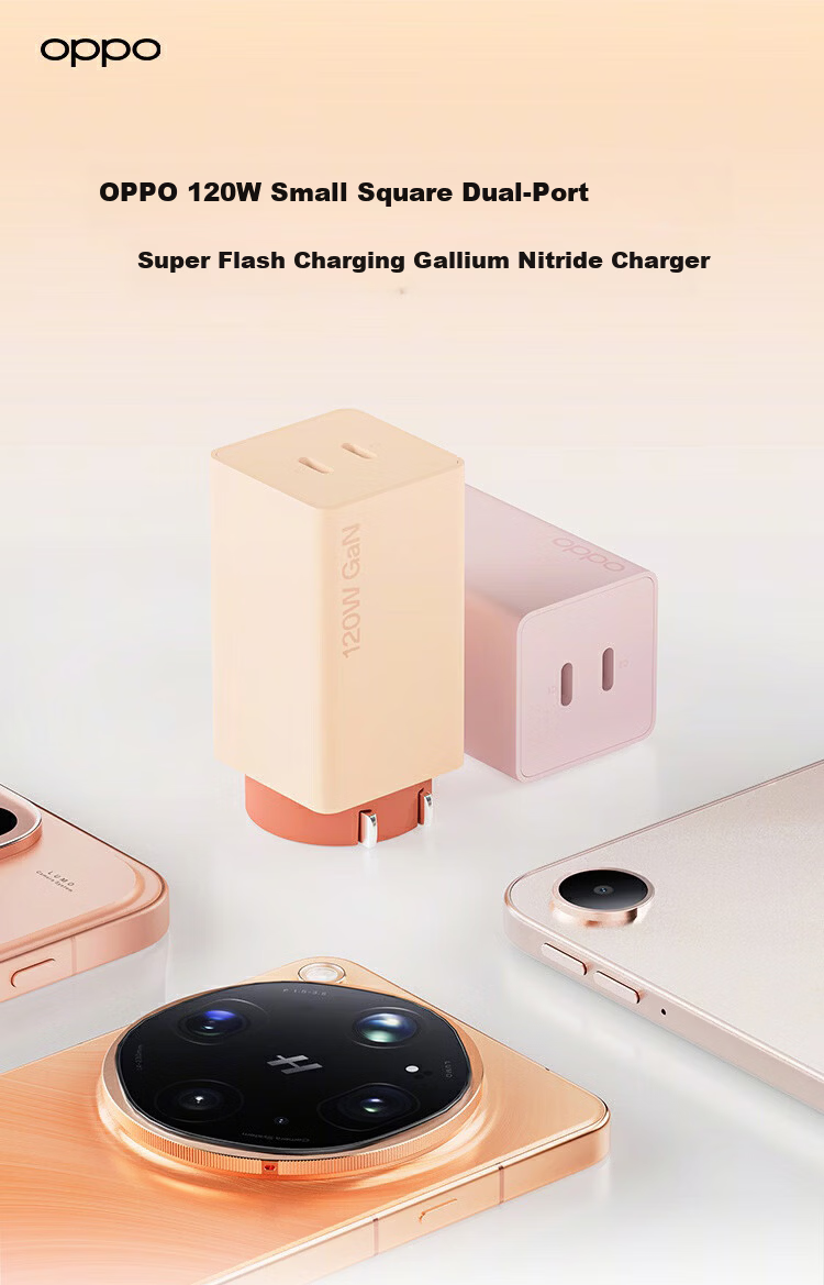OPPO 120W Dual-Port Super Flash GaN Charger for iPhone up to 45W Mac up to 100W Compatible with Huawei Xiaomi Honor OnePlus 1