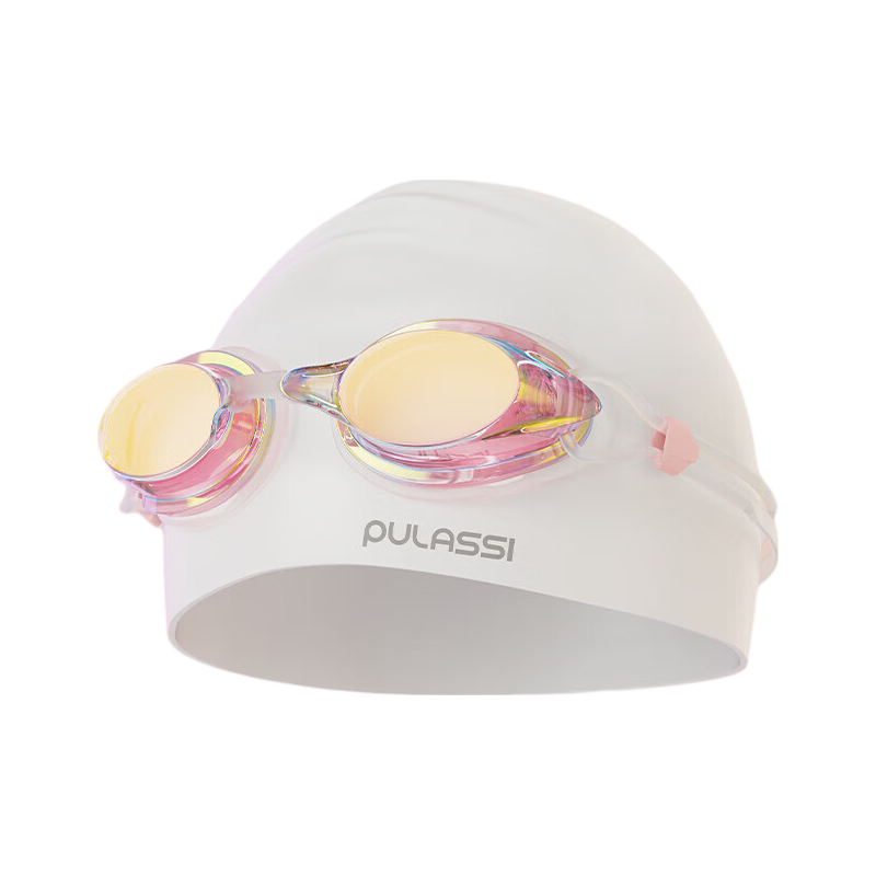 PULASSI Women's Swimming Goggles HD Anti-Fog Waterproof Comfortable Pressure-Free Professional Adult Swim Glasses Sakura White 200°