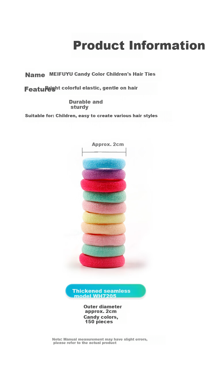 MEIFUYU Candy Color Seamless Children's Hair Ties 200pcs Small Elastic Hair Bands WH7205 3