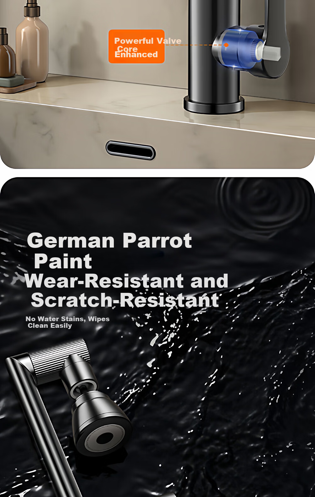 Baihan Basin Faucet Bathroom Sink Faucet Hot and Cold Water Two-in-One 15