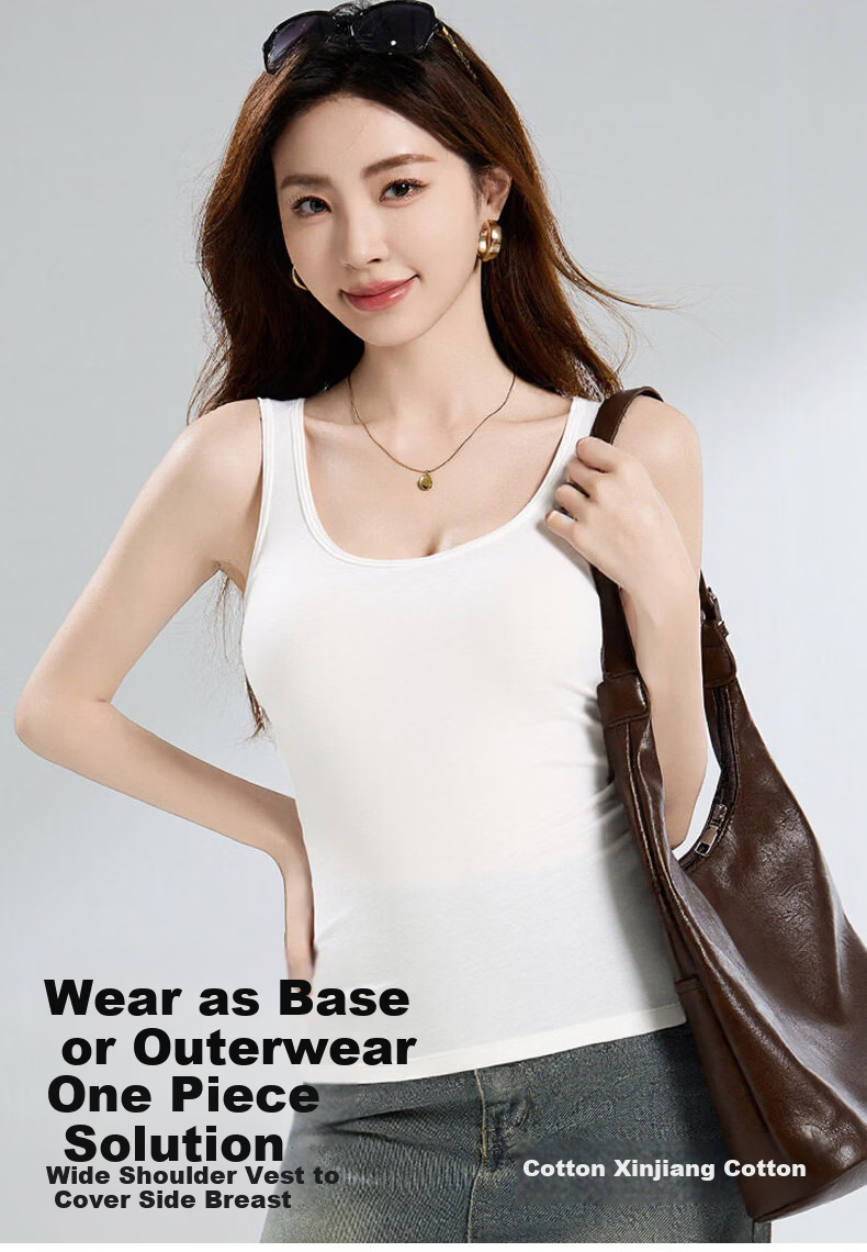 Modal 2-Pack Women's Tank Tops 100% Cotton White Summer Vest Innerwear Outerwear 2XL 1