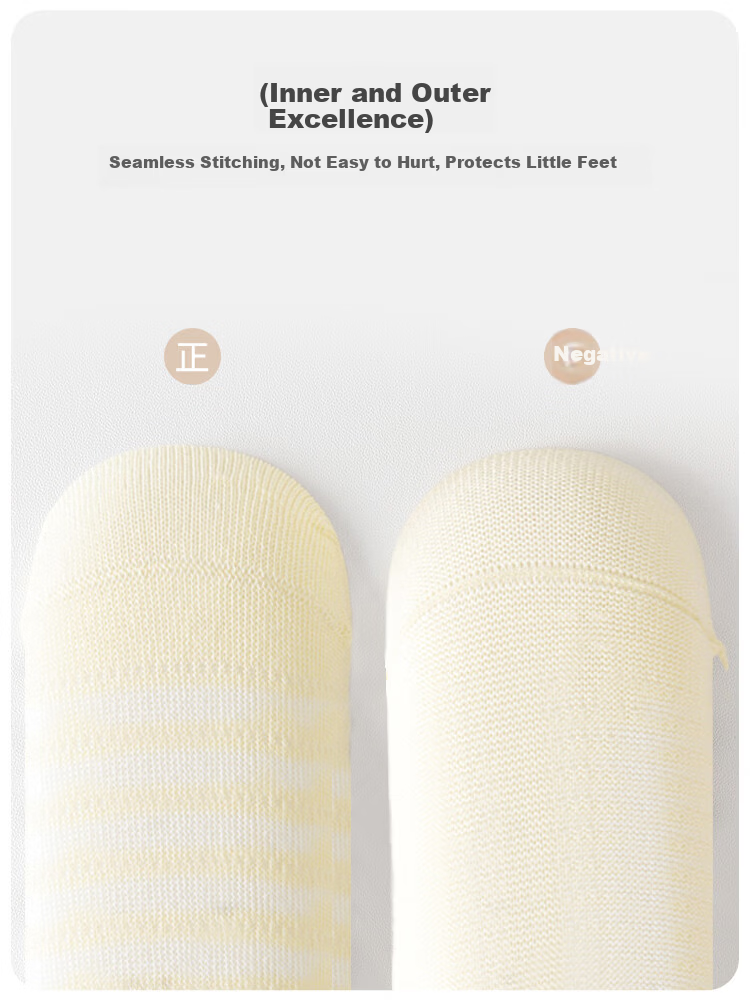9i9 Baby Socks Summer Thin Class A Breathable Mesh Socks Children's Knee-High Anti-Mosquito Seamless Combed Cotton 3 Pairs 1-3 Years 7