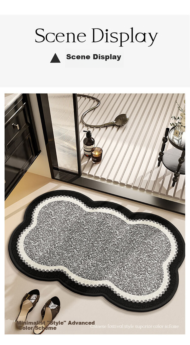 STIMANNI CITY·MANNI New Floral Bathroom Absorbent Mat Luxury Woven Linen Non-Slip Quick-Dry Thickened Floor Mat 6