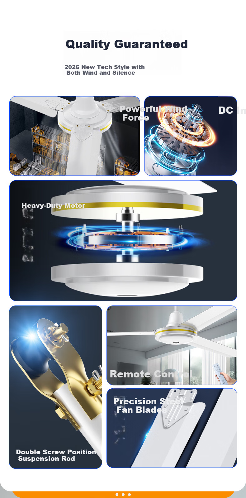 Diamond Brand Ceiling Fan DC Inverter Home Living Room Quiet Energy-Saving 1.4m 56-inch Ceiling Fan First-Class Energy Efficiency DS56-18H(F)DCP 3
