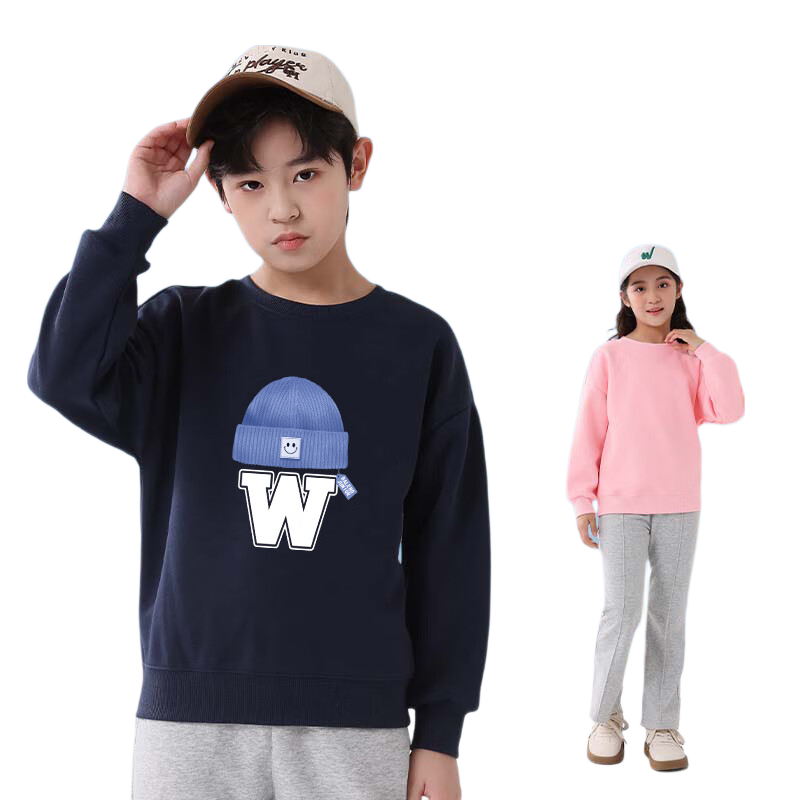 Baleno Boys' Set, 2025 Autumn And Winter Style, Fleece-Lined And Thickened, for Older Children, Round Neck Sweatshirt Two-Piece Set, Children's Winter Sportswear