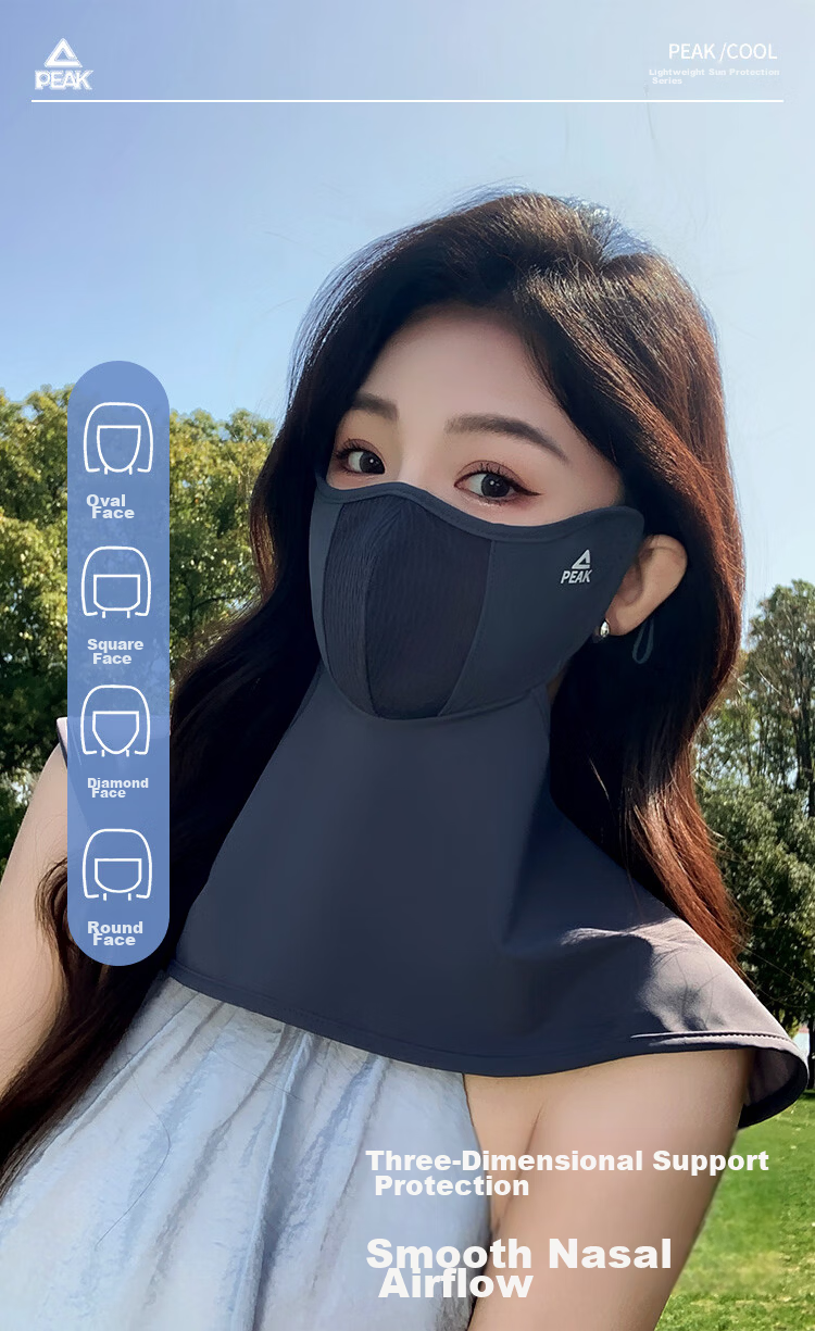 Peak Sun Protection Face Mask Small Face Lace Breathable Ice Cooling Full Face Neck Outdoor Cycling UV Protection Sun Shield 18