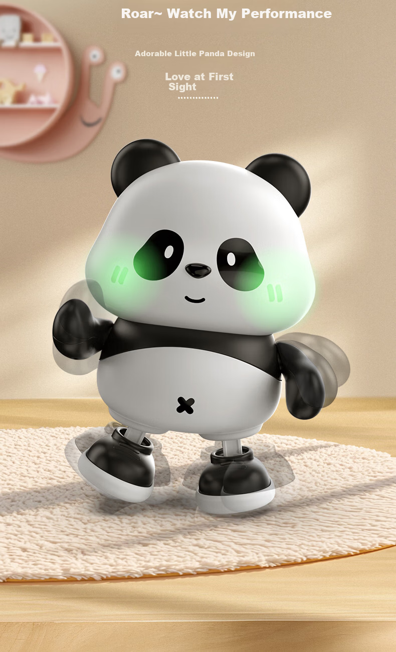 PEIQIMAMA Electric Panda Dancing Singing Toy Infant Head Lifting Training Device 0-6 Months Baby Visual Tracking Crawling Early Education 6