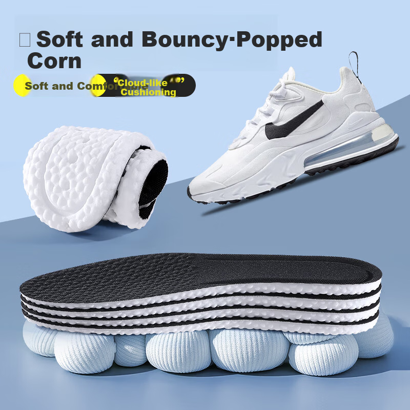 Bonnie Family 2-Pair Men's High-Elastic Shock-Absorbing Antibacterial Deodorizing Sports Insoles for Long Standing Military Training Summer Use