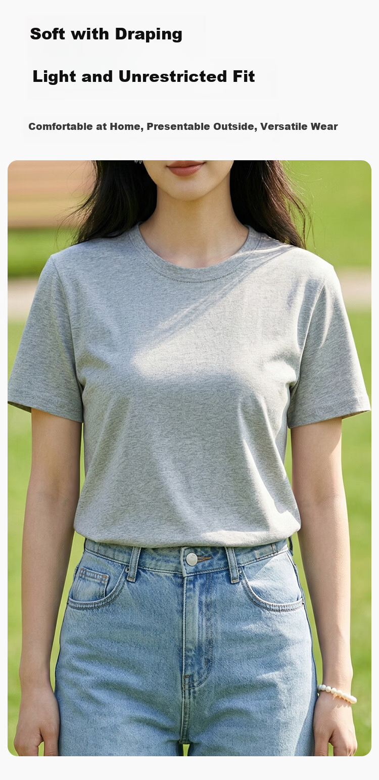 Jingshuran Gift Cotton Women's Antibacterial Pure Cotton Sweat-Absorbing Breathable Short Sleeve T-Shirt White XL 6