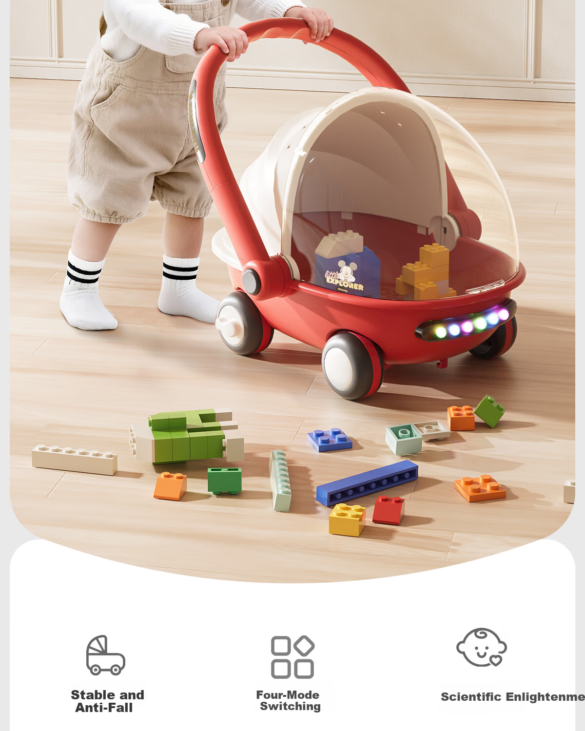 Disney Baby Walker Anti-O-Leg 2026 Model Anti-Tip Balance Walker for Babies 10 Months and Older Baby Push Walker 4