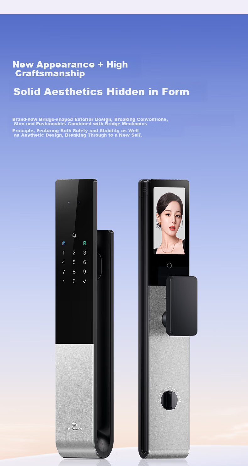 DESMAN Smart Door Lock 3D Facial Recognition Visual Peephole Large Screen Fingerprint Password Xiaodi U3F 7