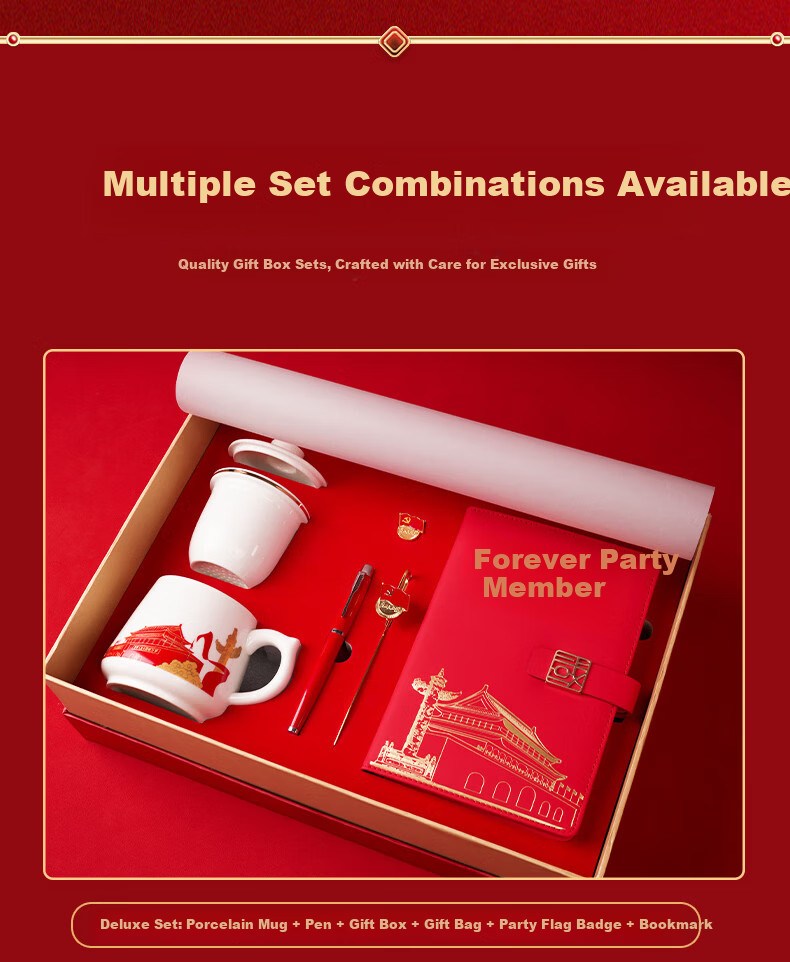 Tengxiong Party Member Notebook A5 Gift Box Set July 1st Commemorative August 1st Army Day Souvenir Party Class Party Branch Meeting Political Education Study Journal Customizable 7