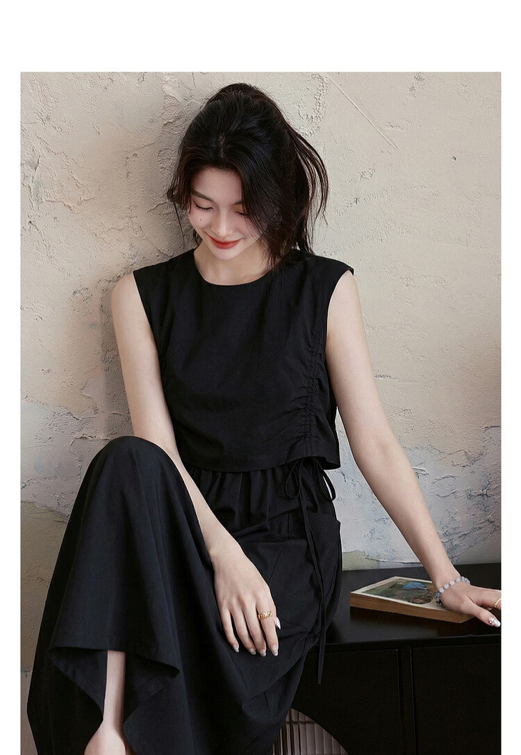 Demana Quick-Dry Sun Protection Series Summer Lightweight Outdoor Two-Piece Style Drawstring Sleeveless Loose Slim Casual Women's Dress 3