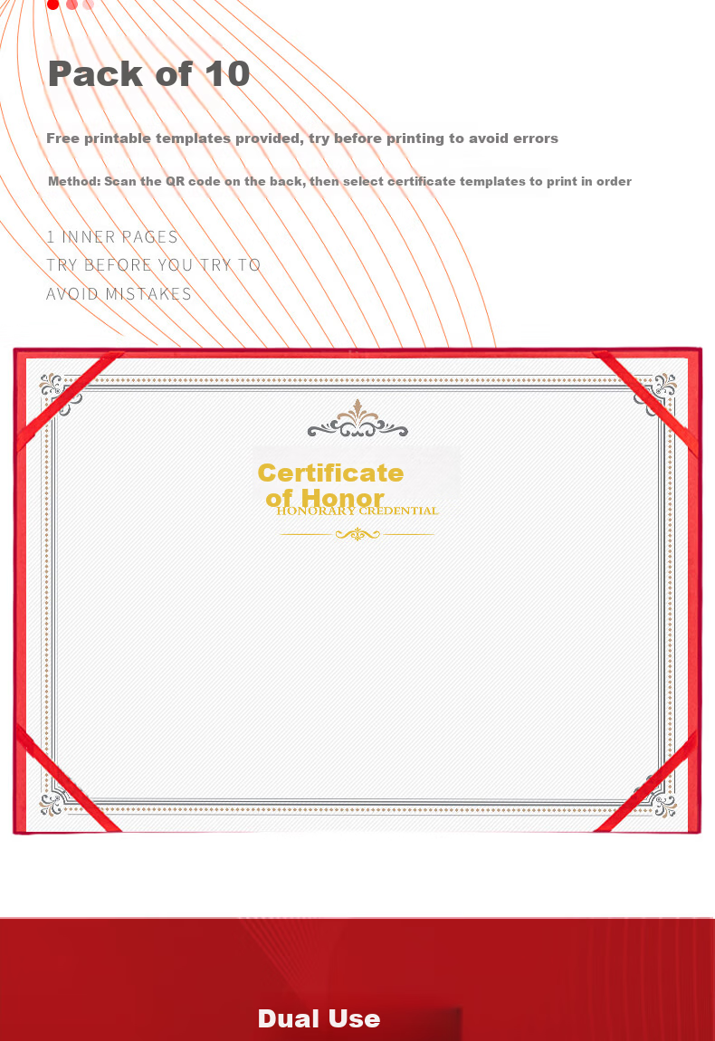 Deli 10-Pack 8K Honor Certificates Special Paper Cover with 15 Inner Sheets for Annual Ceremony 24834 3