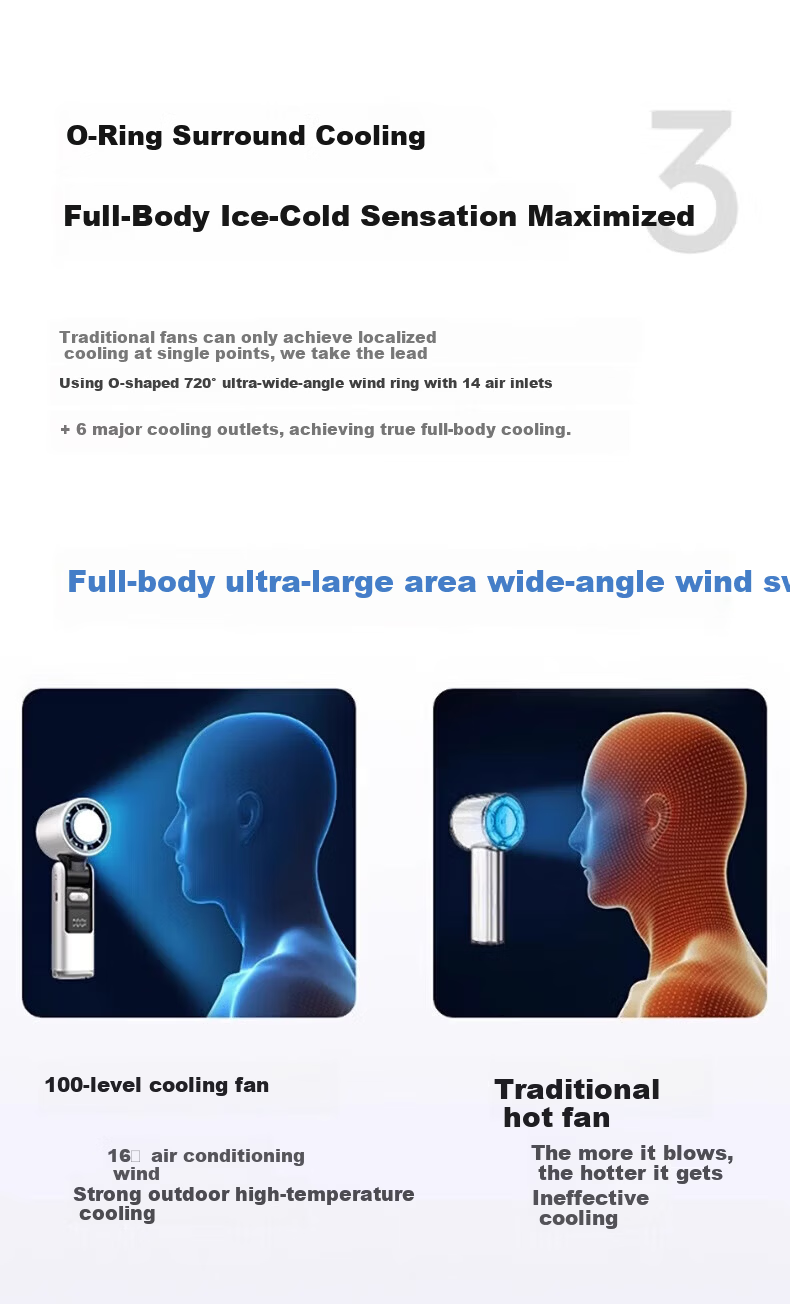 OYOCO Instant 16° Cooling Semiconductor Handheld Mini Portable Silent USB Rechargeable Outdoor Fan Long Battery Life 21