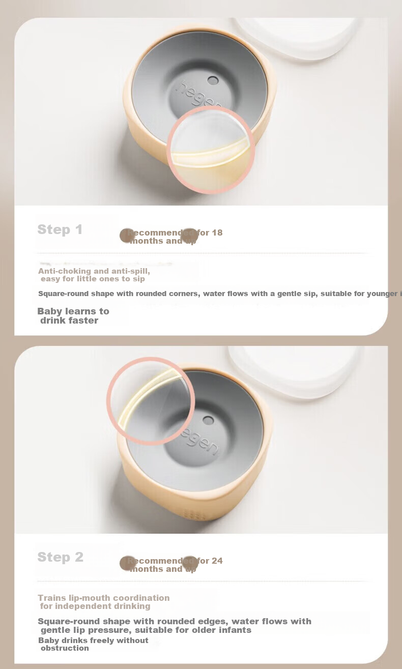 HEGEN Straw Cup Children's Training Cup Baby Direct Drinking Bottle Over 9 Months Baby Gift Set 9