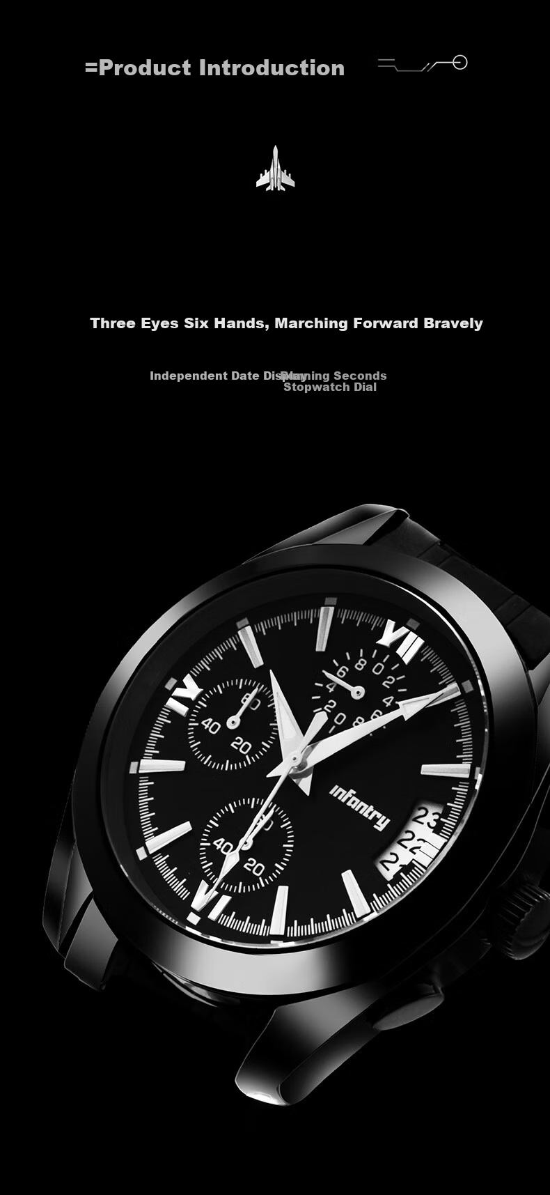 INFANTRY Eagle Black Knight Men's Fashion Waterproof Steel Band Business Quartz Watch Birthday Gift for Boyfriend 4