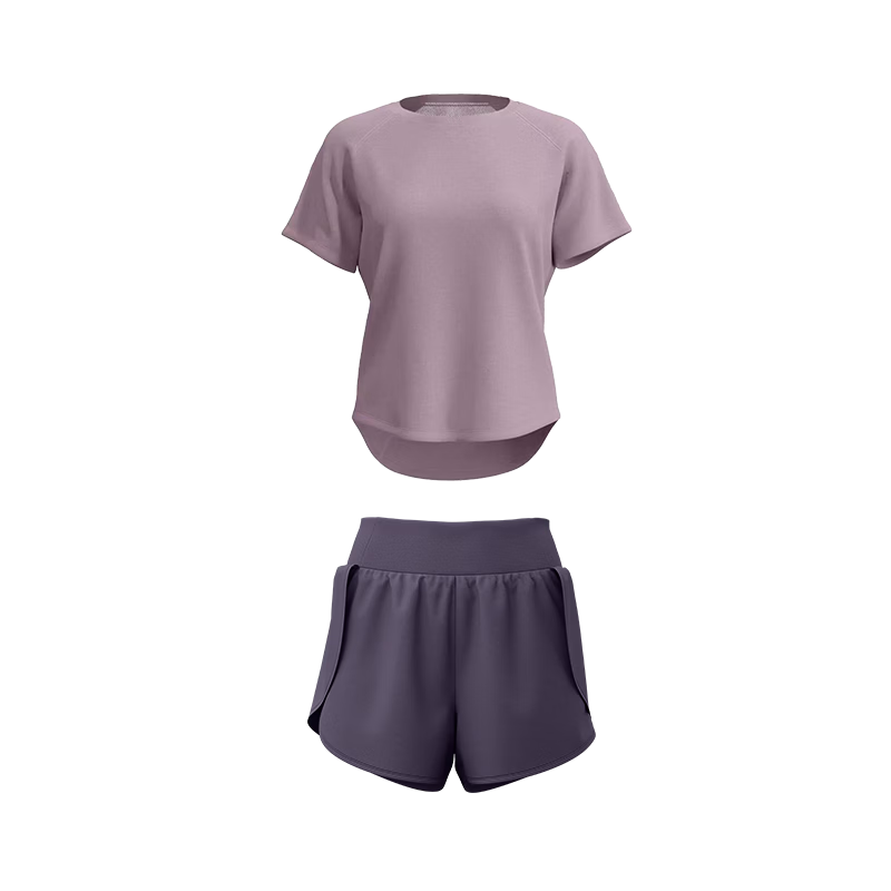 MULINSEN Women's Running Sports Set Yoga Wear Spring Summer Casual Fitness Pilates Short Sleeve Two-Piece Shorts Slim Fit
