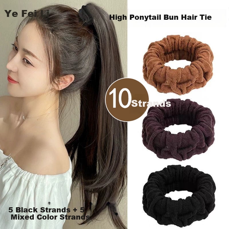 Yefili 10-Pack Thickened Scrunchie High Ponytail Bun Hair Ties Elastic Towel Hair Bands for Women Hair Accessories