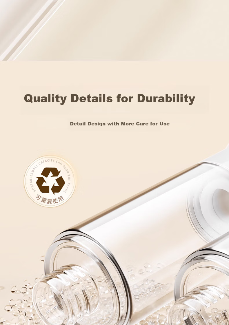 Qihaiqiu Vacuum Dispensing Bottle Press Lotion Bottle Spray Travel Portable Shower Shampoo Bottle Cosmetics 50ml*3 4