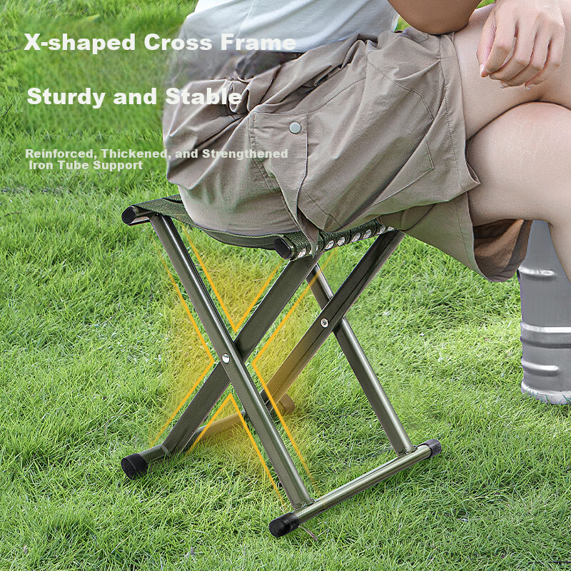 JEEP Folding Stool Portable Outdoor Chair Home Folding Bench Leisure Seat Queue Helper Medium Size Army Green