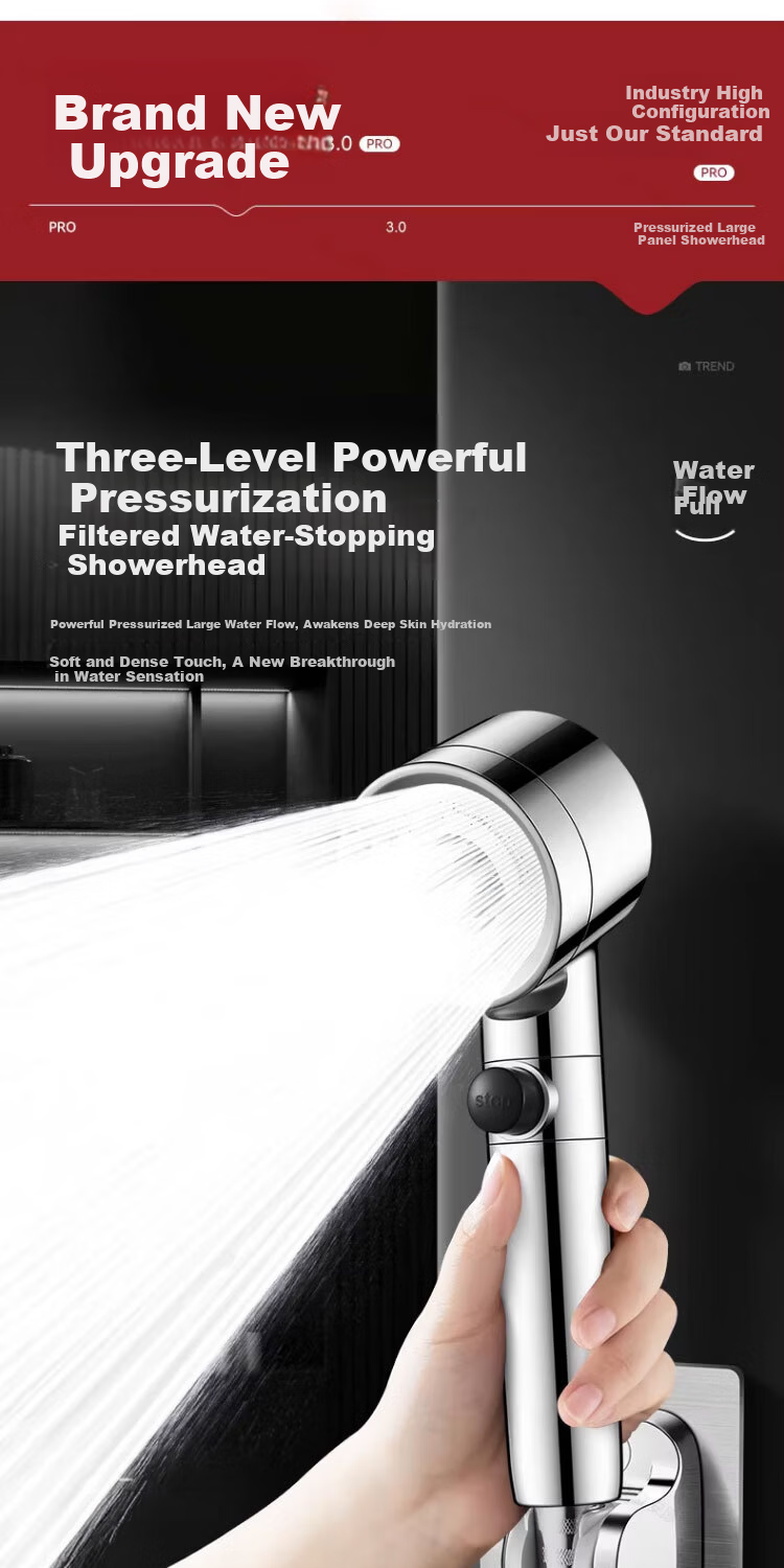 Del 28-Year Brand Pressurized Shower Head Bathroom Handheld Filtered Showerhead Set DP-01 3