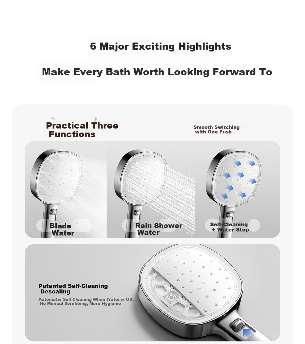 ARROW Self-Cleaning Multifunction Large Panel Handheld Shower Head High-Pressure Single Head AE58162CP 4