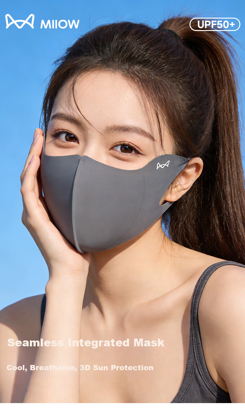 Miiow Unisex Sunscreen Mask Ice Silk Summer UV Protection 3D Sunshade Cycling Face Cover 2026 Summer Sunscreen Mask 1