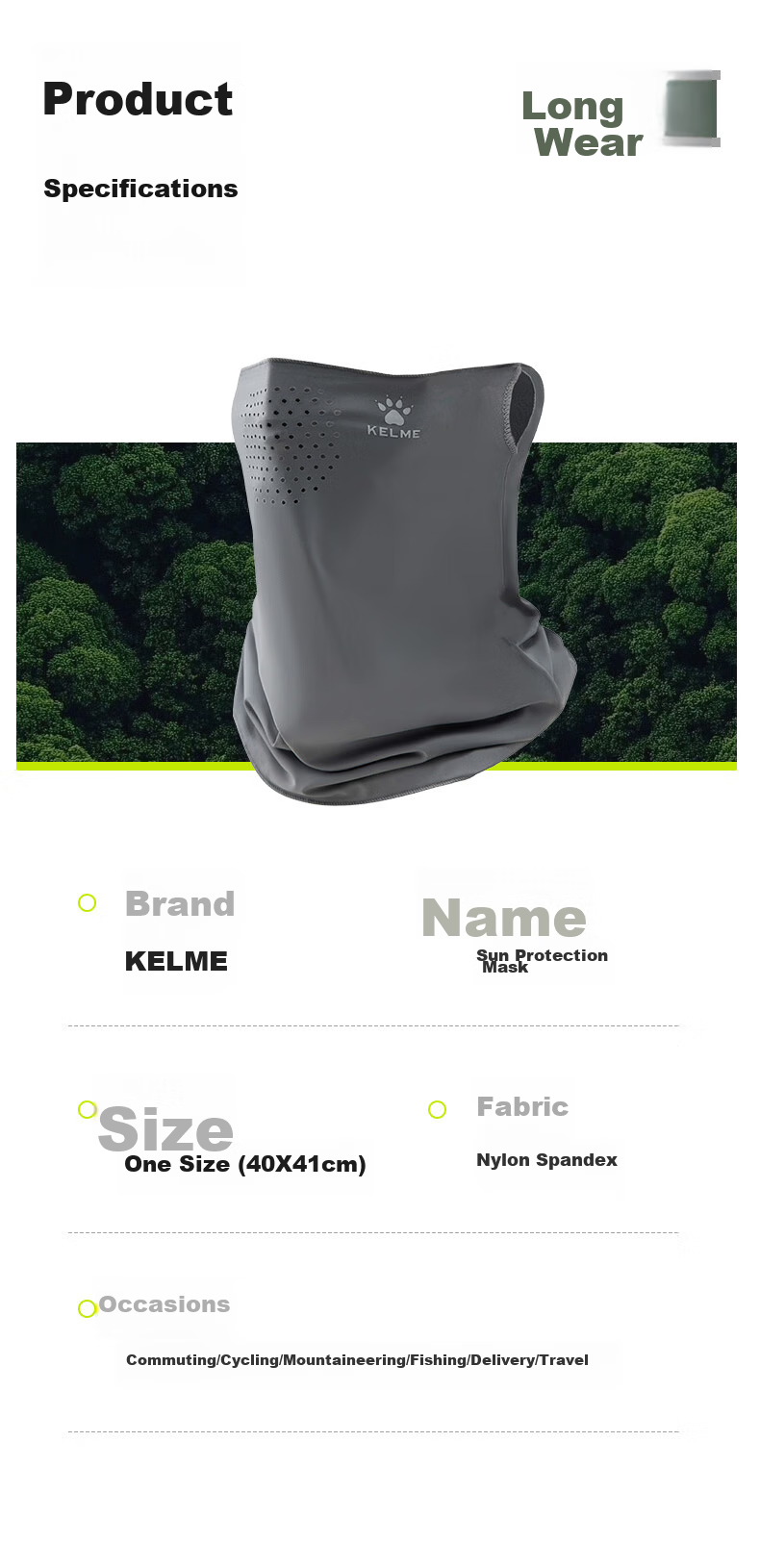 KELME 2-Piece Set Sunshade Cap with Face Cover Men’s Summer UV Protection Outdoor Sports Running Hat 16